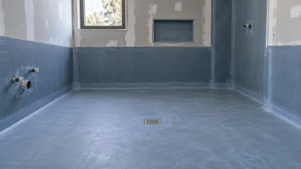 bathroom waterproofing: wet-area membrane before tiling
