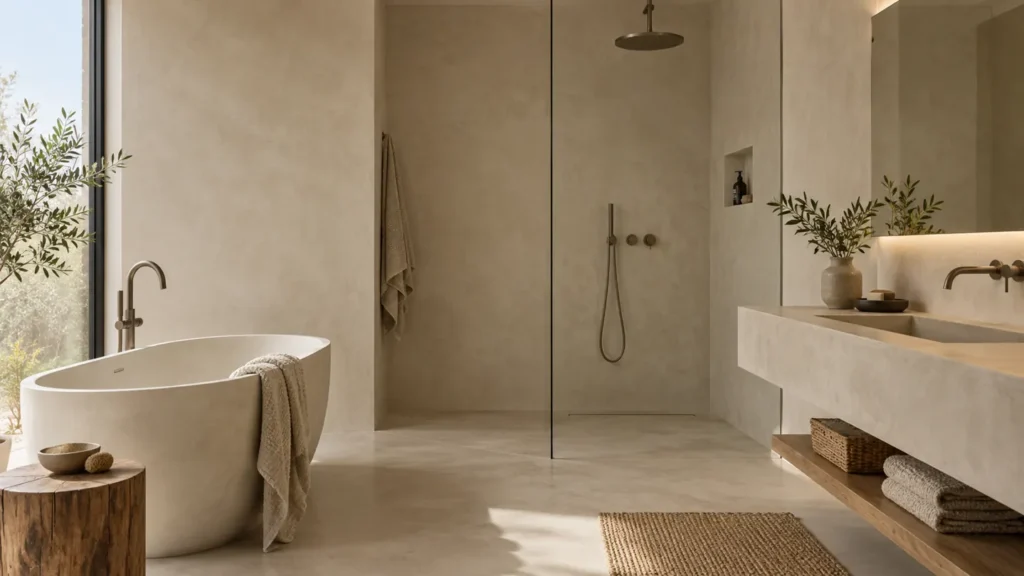 microcement: continuous decorative finish in a modern interior