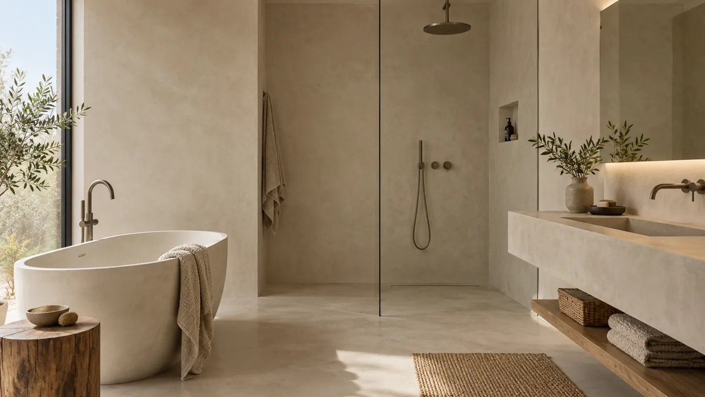 microcement: continuous decorative finish in a modern interior